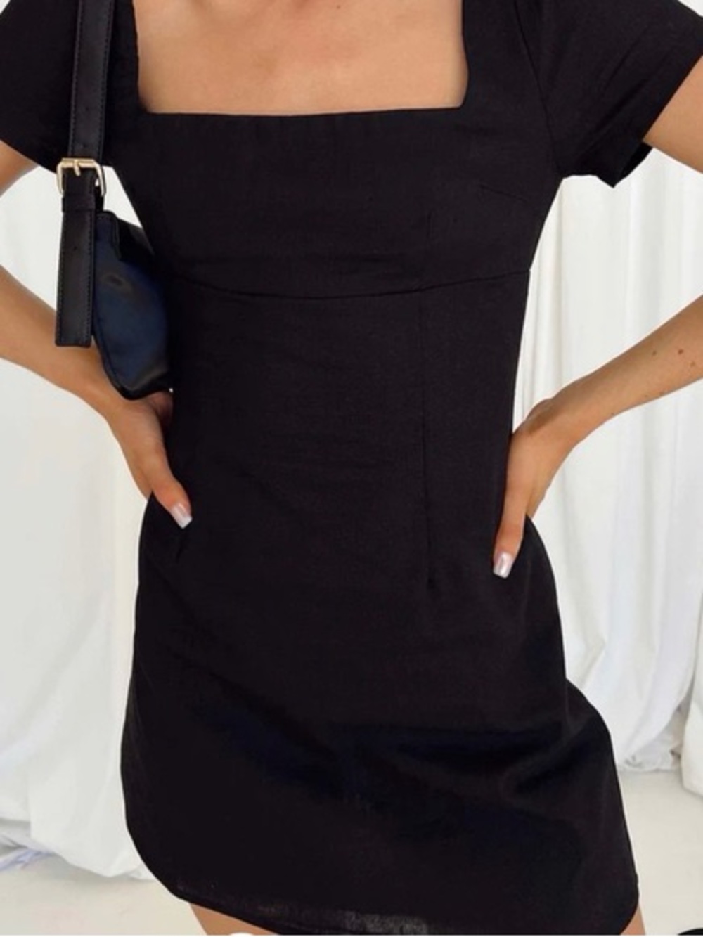 Princess Polly Black Square-Neck Short Sleeve Mini Dress